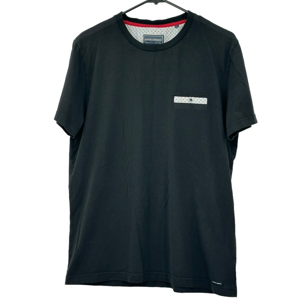 Guide London Shirt Mens Small Black Crew Neck Tee Preppy Casual Everyday Cotton